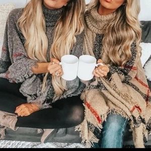 LAST 2! Plaid Poncho